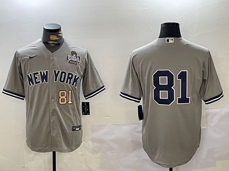 Men New York Yankees 81 No Name Grey Game 2024 Nike MLB Jersey style 10274
